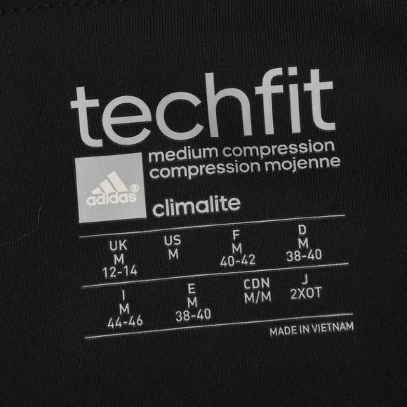 Adidas Leggings Techfit Climalite Medium Compression Black Blue Workout Size Med - Picture 8 of 12